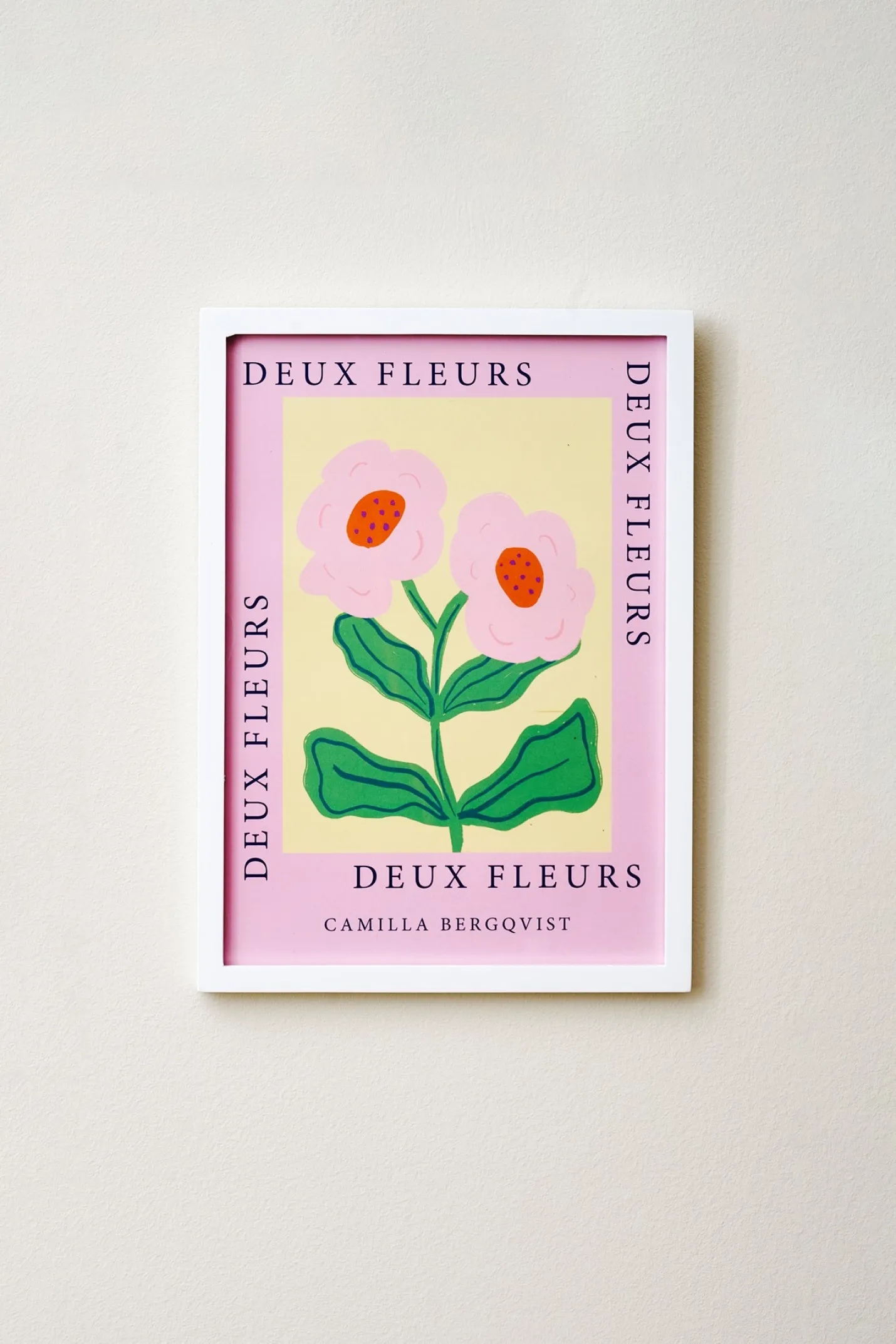 Søstrene Grene Schweiz Poster Deux Fleurs Pink A4 Cherry Red