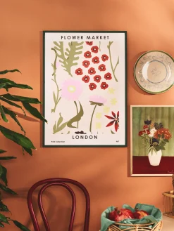 Clearance Søstrene Grene Schweiz Poster Flower Market London 50 X 70 Tomato Red