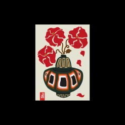 Discount Søstrene Grene Schweiz Poster Ukiyo Vase Flower Greige 50 X 70 Cherry Red