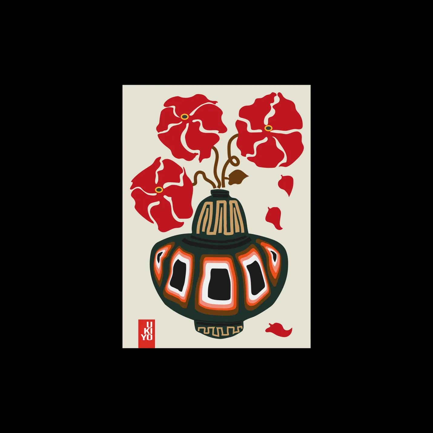 Discount Søstrene Grene Schweiz Poster Ukiyo Vase Flower Greige 50 X 70 Cherry Red