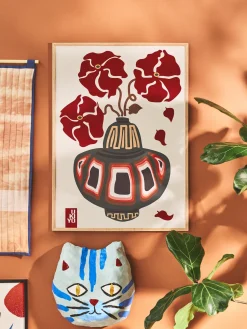 Discount Søstrene Grene Schweiz Poster Ukiyo Vase Flower Greige 50 X 70 Cherry Red