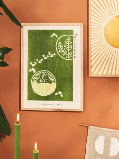 Online Søstrene Grene Schweiz Poster Woodblock Print Green A3 Fern Green