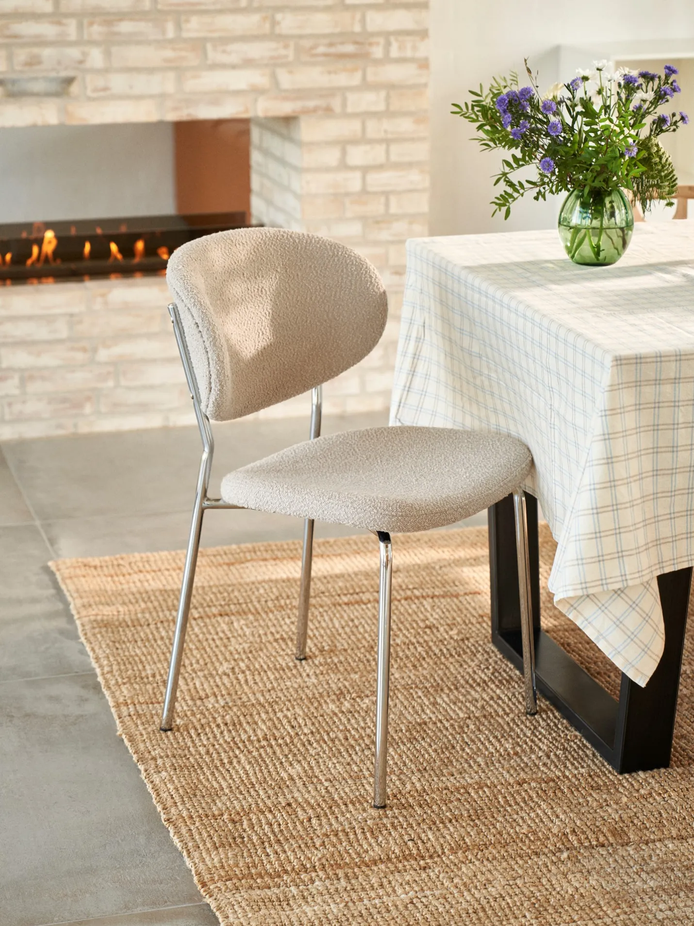 Clearance Søstrene Grene Schweiz Stuhl Mit Bouclé-Stoff Off White