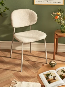 Online Søstrene Grene Schweiz Stuhl Mit Bouclé-Stoff 2er-Pack Off White