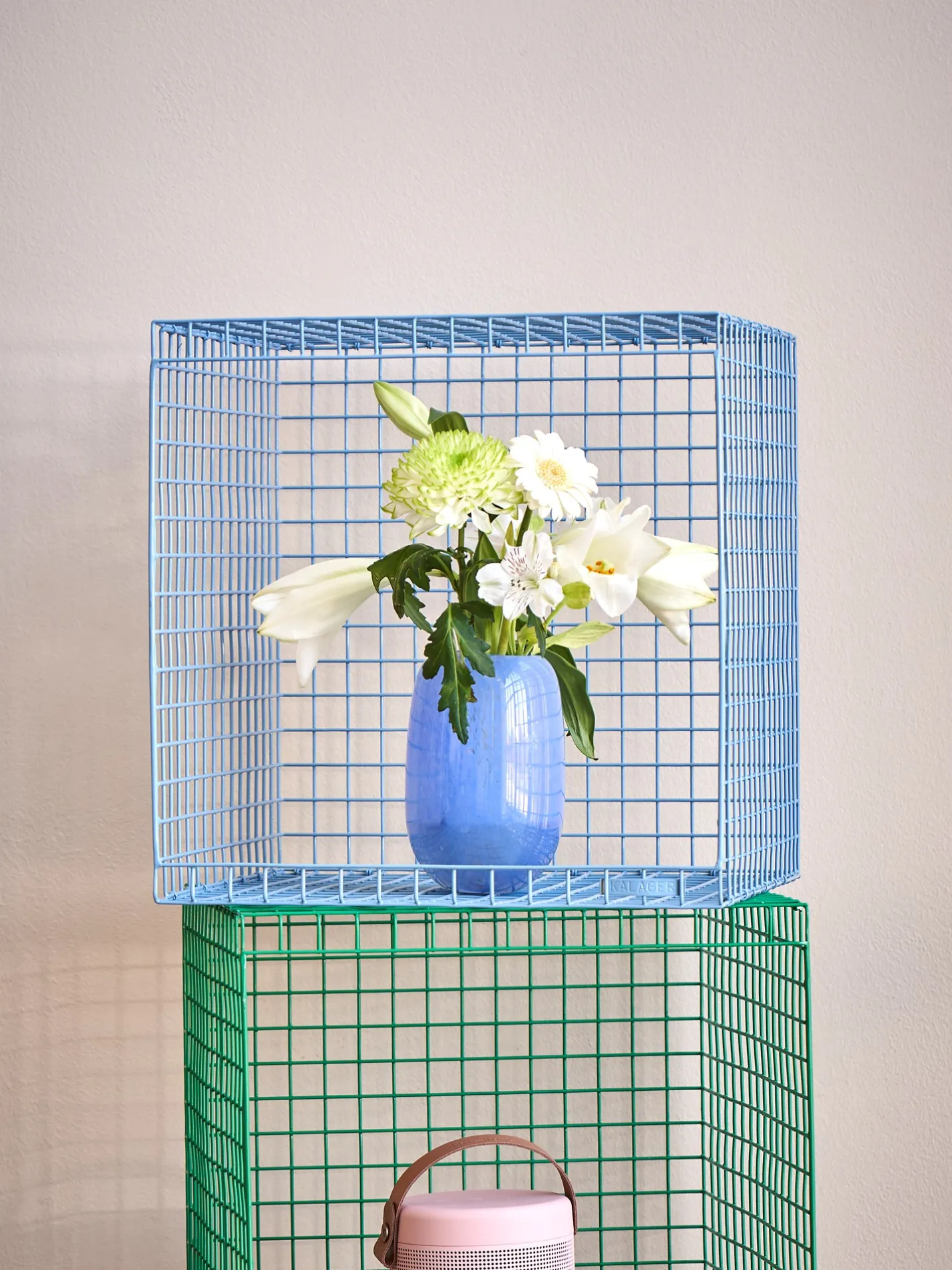 Discount Søstrene Grene Schweiz WIRE CUBIC Würfelregal Smokey Blue