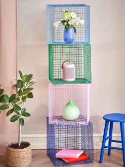 Discount Søstrene Grene Schweiz WIRE CUBIC Würfelregal Smokey Blue